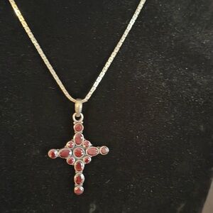 Nicky Butler Silver Necklace with Red Cross Pendant